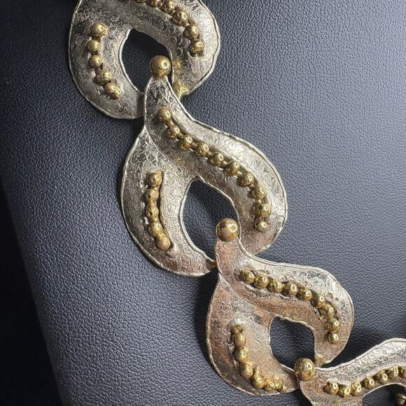 IXEL Handmade Brutalist Necklace Silver and Gold Necklace Made In Mexico Choker - Picture 5 of 5